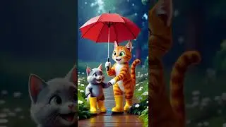 Cute Cats Playing in the Rain | Mom & Baby Cat Fun
