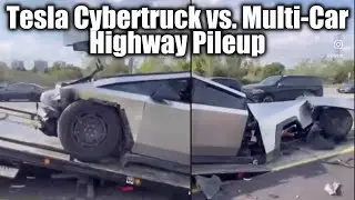 Tesla Cybertruck vs. Multi-Car Highway Pileup