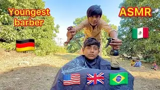 ASMR youngest barber 💈 in the world |. ASMR amazing different style Haircut world record 1000 tags 