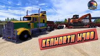 KENWORTH W900 com carga OVERSIZE retro escavadeira -ATS 1.57-