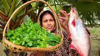 VILLAGE FOOD Green Fish Curry Recipe DHANIA FISH CURRY New Cooking Coriander leaf Pangasius Mach