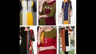 Stylish Contrast Two/Three color kurtis design ideas for girls