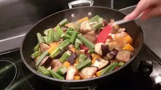 AUBERGINE OKRA Squash with PORK BELLY