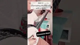 Banjo Progress: Day 3 - Mastering the Alternating Thumb Roll with a Pick! 🪕🎶 #shorts #banjo