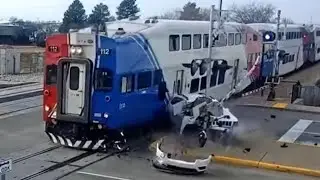 USA commuter train crash compilation 