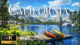 FLYING OVER CALIFORNIA (4K Video UHD) - Relaxing Music With Beautiful Nature Film For Stress Relief