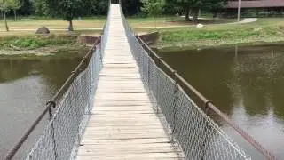 A quick walk across Michigan's scariest bridge, the Croswell Swinging Bridge in Croswell