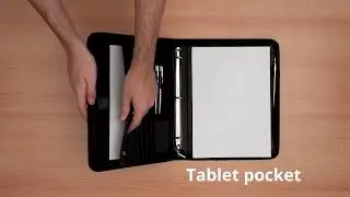 Wundermax Black Ring Binder Padfolio | 3 Ring Binder | Vegan PU Leather | Tablet Pocket iPad
