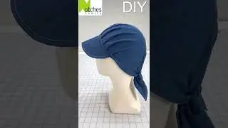 ⬆️Watch Full Tutorial - Tie Back Cap - How to make a Pleated Hat #sewing #diycrafts #diyhat