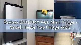 Review EUHOMY 46L Mini Fridge - Small Table Top Fridge with Reversible Door & Chiller Box, 7-Level A