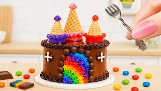 Mini Rainbow Chocolate Castle Cake 🍫🌈 | Fun & Creative Mini Cake Decorating Idea!