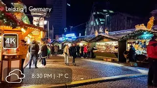 German Christmas Market Walk | Leipzig Downtown, Germany
