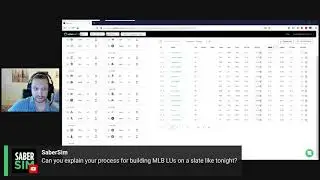 What does a typical MLB lineup building process look like with SaberSim?