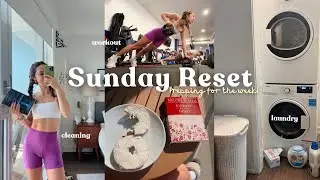 SUNDAY RESET ROUTINE ☁️ workout, cleaning, laundry, groceries!