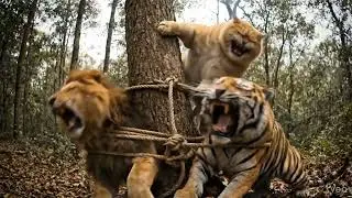 Fat Cat vs Lion & Tiger &ndash; Epic Jungle Story! #viral #trending