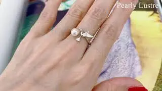 Pearly Lustre Wonderland Freshwater Pearl Ring WR00067. Humming Bird Pearl Ring.