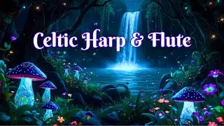 Relaxing Celtic Flute & Harp | Waterfall Sounds Mushroom Jungle