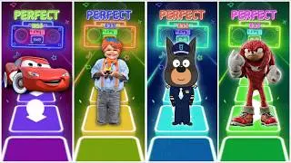 McQueen vs Blippi vs Sheriff Labalador vs Knuckles in Tiles Hop EDM Rush🎶