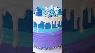 GALAXY Blue Purple Drip Cake Decorating Tutorials #cake #satisfying #shorts #tutorials