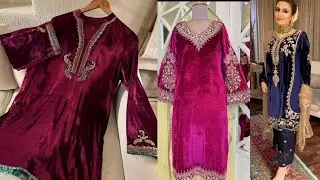 एक से बढ़कर एक stylishवेलवेट सूट डिज़ाइनkasab cutdana handwork velvet dress design idea#velvet#dress