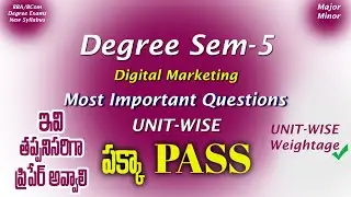 Degree Semester 5 - Digital Marketing Most Important Questions UNIT-WISE Degree BBA/BCom 5sem Exams