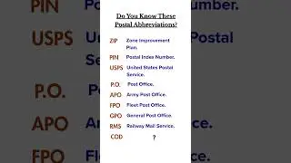 Postal and ZIP Code Short Forms &ndash; Quick Guide