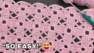 Interlocking Flower Mesh Crochet Stitch 🌸 Easy Repeat Pattern for Blankets & Shawls