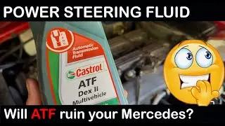 Mercedes R107 power steering fluid + difference in filters + replace  a leaking  hose