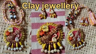 #Simple Saraswati Puja special clay jewellery making tutorial video @