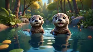 Three Baby Otters Float Downstream | Gentle Nursery Rhymes for Kids | Soothing Baby Songs