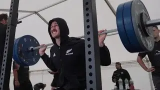 New Zealand rugby push themselves in the gym ahead of the Rugby World Cup final