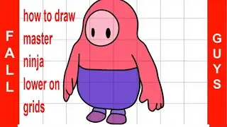 How to draw master ninja lower Fall Guys on grids // how to draw fall guys master ninja lower  grids