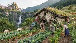A peaceful countryside - Harvesting fruits and vegetables , feeding animals, and simple farm life