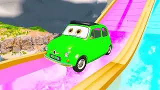 Funny Cars vs Slide Color and Portal Trap - BeamNG Drive
