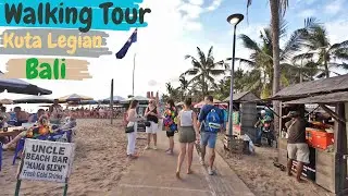HAPPY WEEKEND AT THE BEACH !! Walking Tour Sunset Kuta Legian Bali Today 2024