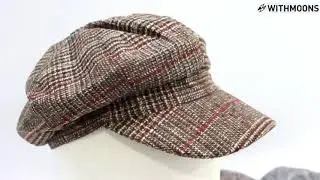 WITHMOONS Check Cotton Octagonal Hat Newsboy Beret Cap Baker Boy Flat Cap YZG0219