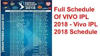 Full Schedule Of VIVO IPL 2018 - Vivo IPL 2018 Schedule