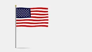 Loop Animation of waving flag of united states of america with a pole and white background