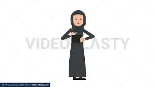 Arab Traditional Woman Using Tablet Happy Stock Animation