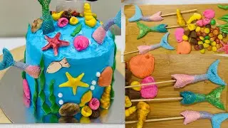 Fondant cake toppers making /mermaid tail cake toppers /easy cake topper making #short #shorts