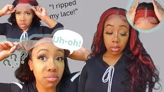 Red Skunk Stripe Lace Front Wig Install! *Beginner Friendly*