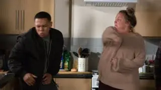 EastEnders - Karen Taylor Punches Keegan Baker (5th November 2018)