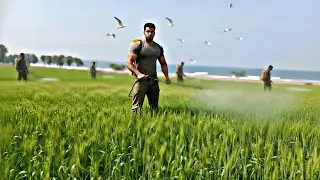 Spraying medicine in gram field 🤢
