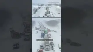 Drone video shows 100-vehicle pileup in Michigan