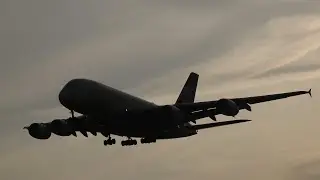 Stunning Sunrise Arrival: Eithad Airbus A380 Early Morning Final into Heathrow