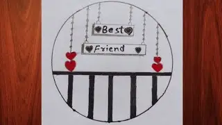 How to draw Best friends drawing| circle drawing ideas for beginners| bff drawing|circle drawing 