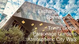 Manchester Exchange Square & Spinningfields Atmospheric Walking 🐝 4K & 3D Audio