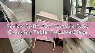 Review BABY JOY Portable Baby Changing Table, Foldable Diaper Changing Station with Wheels, Adjustab