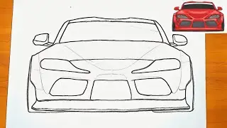 Урок рисования автомобиля Toyota Supra 🔥 (вид спереди) Как нарисовать Supra 💎