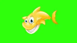 Animation. Green background (chroma key) footages for video. Shark animation on a green screen.